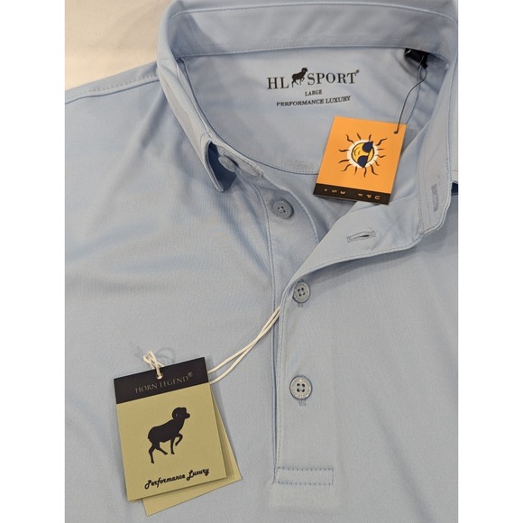 NWT HL Sport Horn Legend Ice Blue Golf Polo Shirt The First Tee oKC Mens Large - Picture 4 of 8